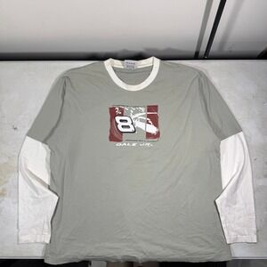 Vintage Y2K Chase Authentics Dale Jr NASCAR Long Sleeve Shirt Grey Layered 2XL